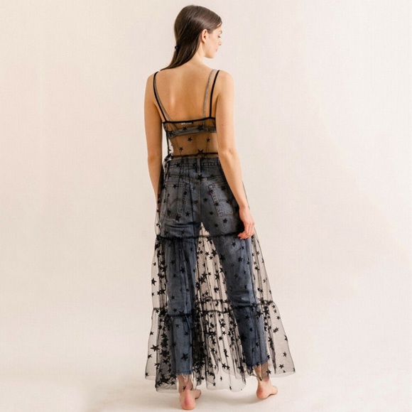 Noir Galaxy Sparkle Mesh Maxi Dress Cover Up - Picture 2 of 7